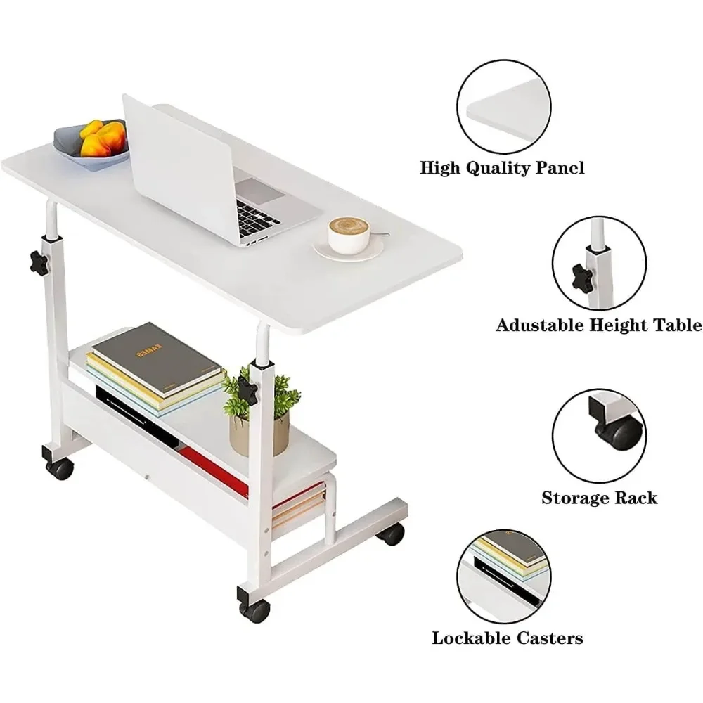 Student Computer Portable Home Office Furniture Small Spaces Sofa Bedroom Bedside Desk Learn Play Game Desk on Wheels Movable 3