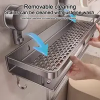 Multifunctional Aluminum Bathroom Shelf Suction Cup No Drilling Wall Shampoo Holder Shower Organizer Shelf 1