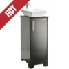 13" Bathroom Vanity Sink Combo Small Cuboid Stand Cabinet White Square Ceramic Vessel Sink & Solid Brass Pop Up Drain 1