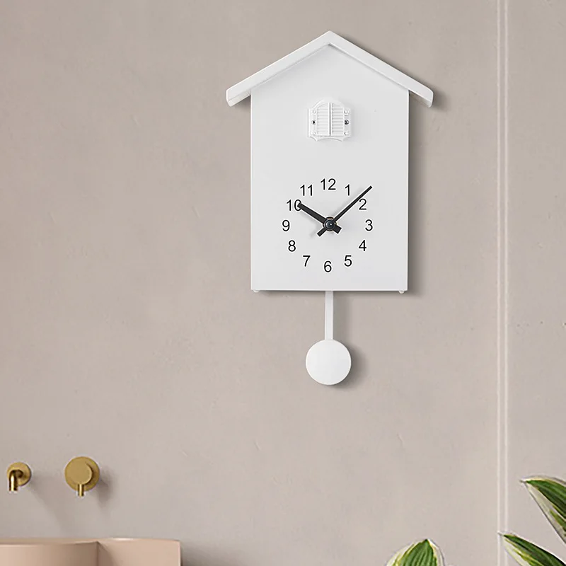 Cuckoo Bird House Chime Pendulum Clocks WHITE  