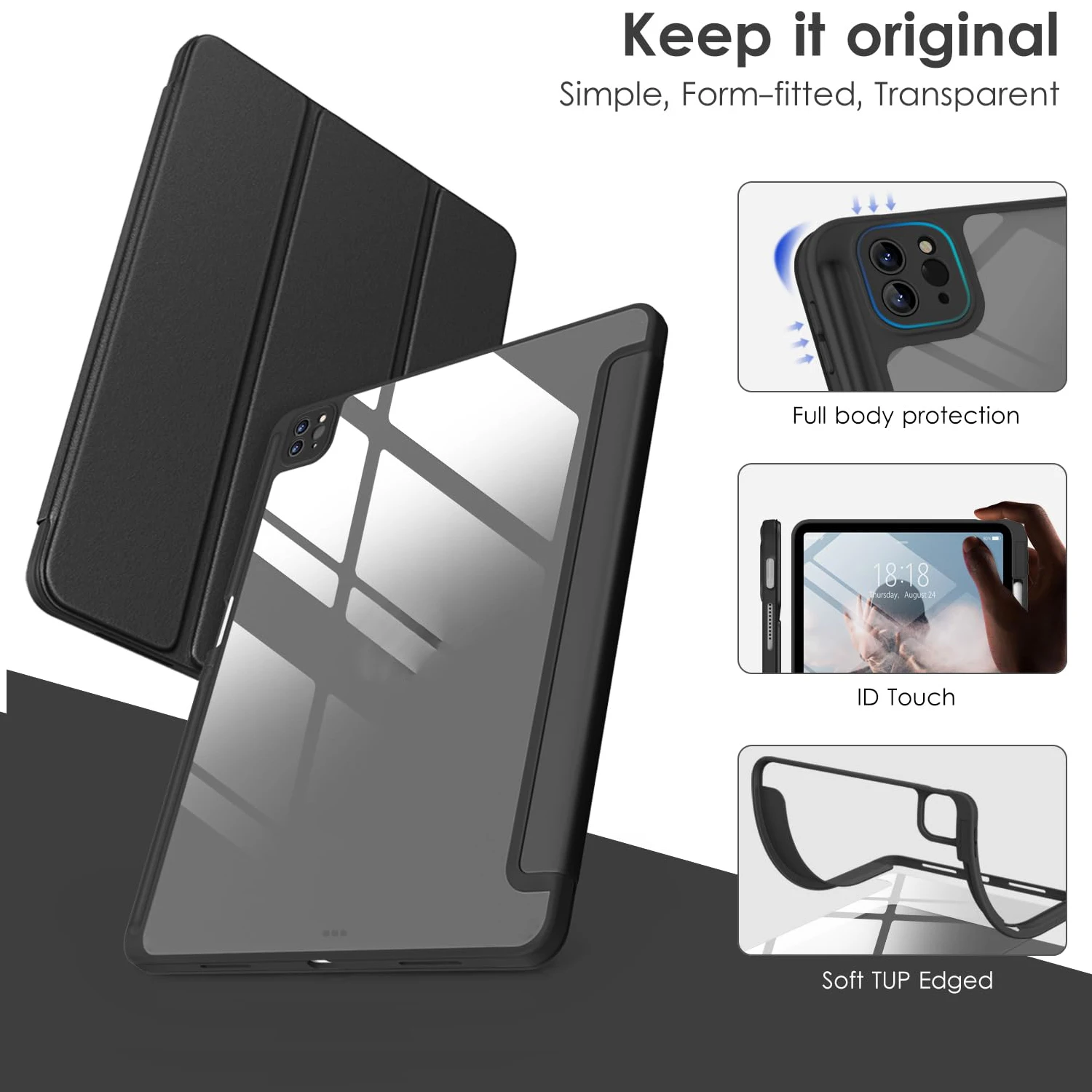 Sleek Pencil Holder Hybrid Case with Clear Back