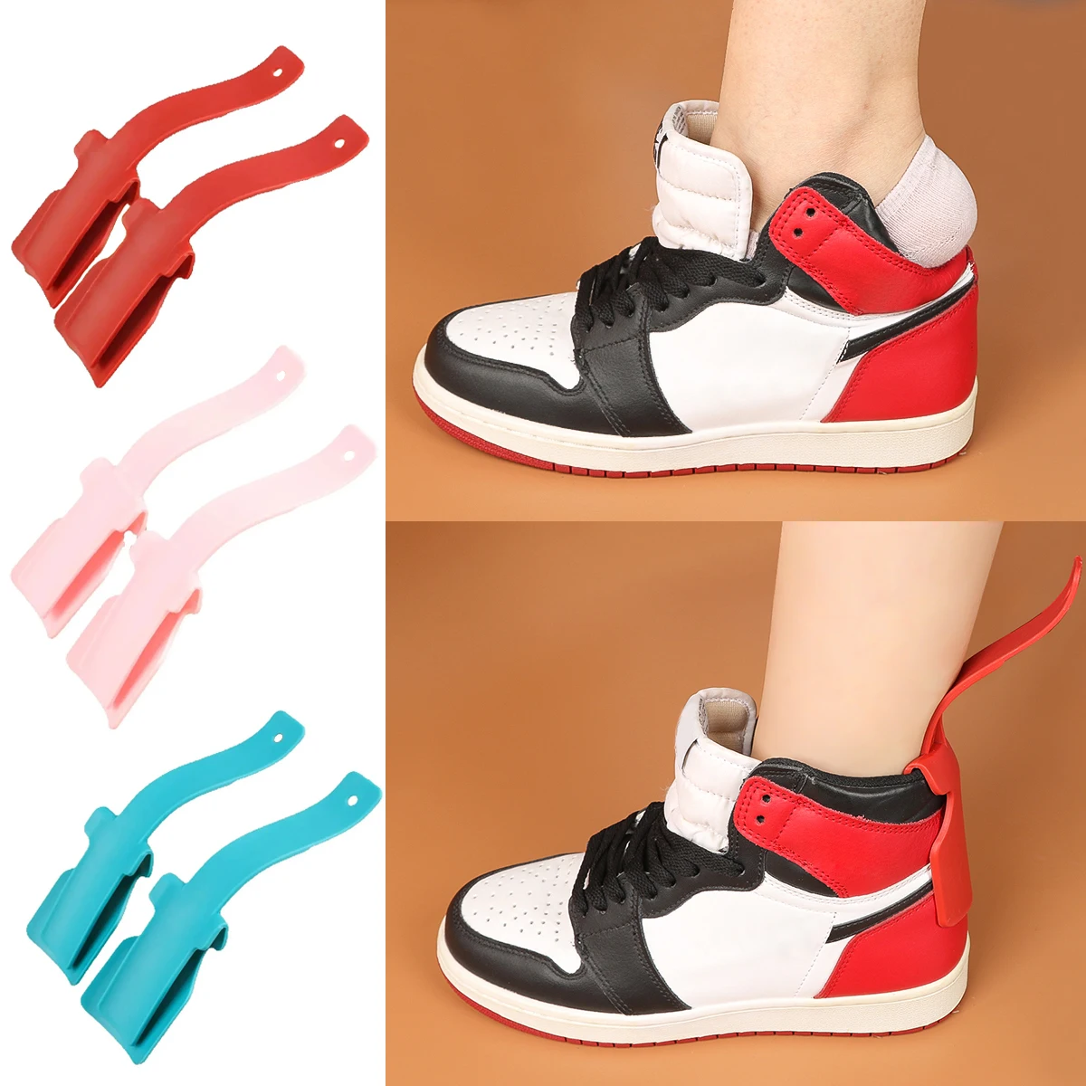 Chausse-pied paresseux en plastique coloré unisexe, 2 pièces, aide à chaussures facile à mettre et à enlever, outil d'aide au sommeil robuste, accessoires pour chaussures