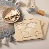 1 Set Wooden Center World Map Puzzle Baby Toy Montessori Educational Cognition Intelligence Puzzle Game For Children Toys 6