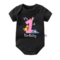 It's My 1st Birthday Baby Short-sleeved First Birthday Party Clothes Cotton Baby Boys Girls Winnie the Pooh Outfits Shower Gifts 2
