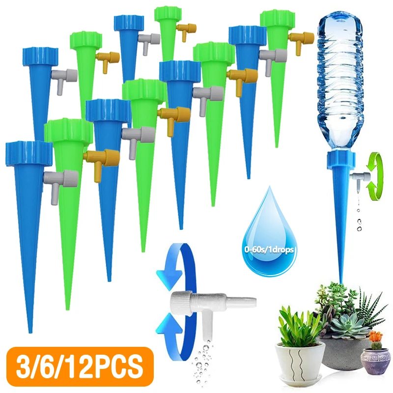 Plant Self Watering Devices Auto Drip Irrigation Watering Spikes with Slow Release Control Switch for Plant Greenhouse Garden sprinkler to drip conversion kit