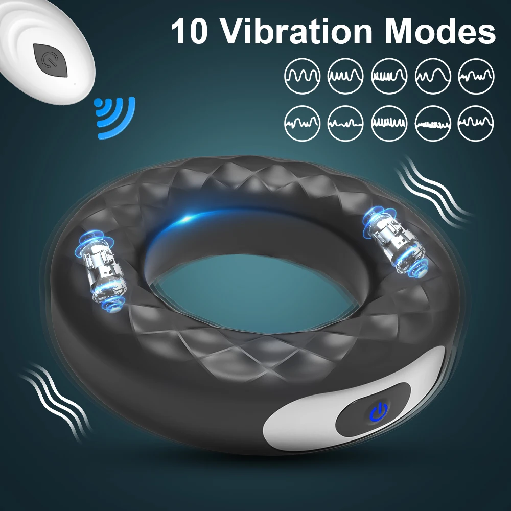 Wiederaufladbarer 10-Gang-Silikon-Vibrationsschloss, feine Ringe, männliche Zeitverzögerung, Masturbationsgerät, vibrierender Massage-Penisring für Paare 5