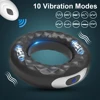 Wiederaufladbarer 10-Gang-Silikon-Vibrationsschloss, feine Ringe, männliche Zeitverzögerung, Masturbationsgerät, vibrierender Massage-Penisring für Paare 5