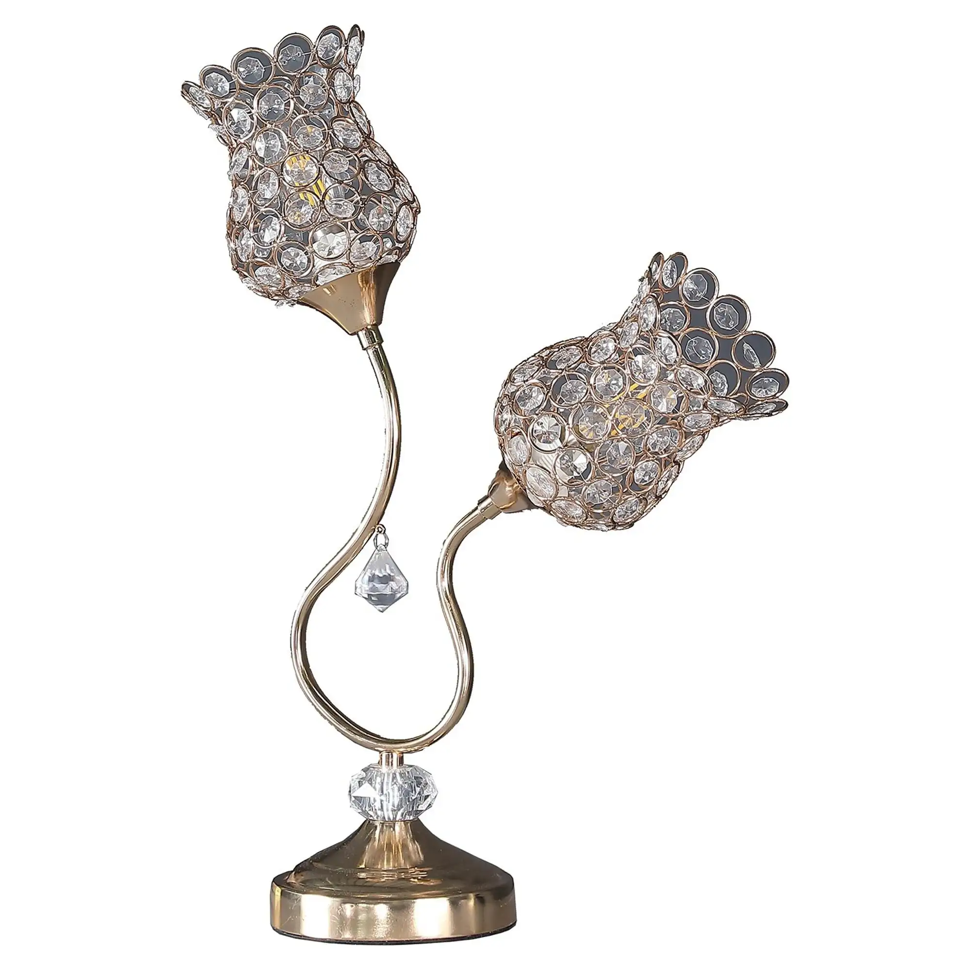 

Rose Gold 2-Floral Trumpet Metal Table Lamp