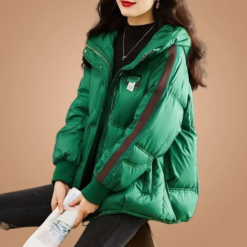 2023 New Women Down Cotton Coat Winter Jacket Female Short Parkas Loose Large Size Thick Warm Outwear Hooded Versatile Overcoat