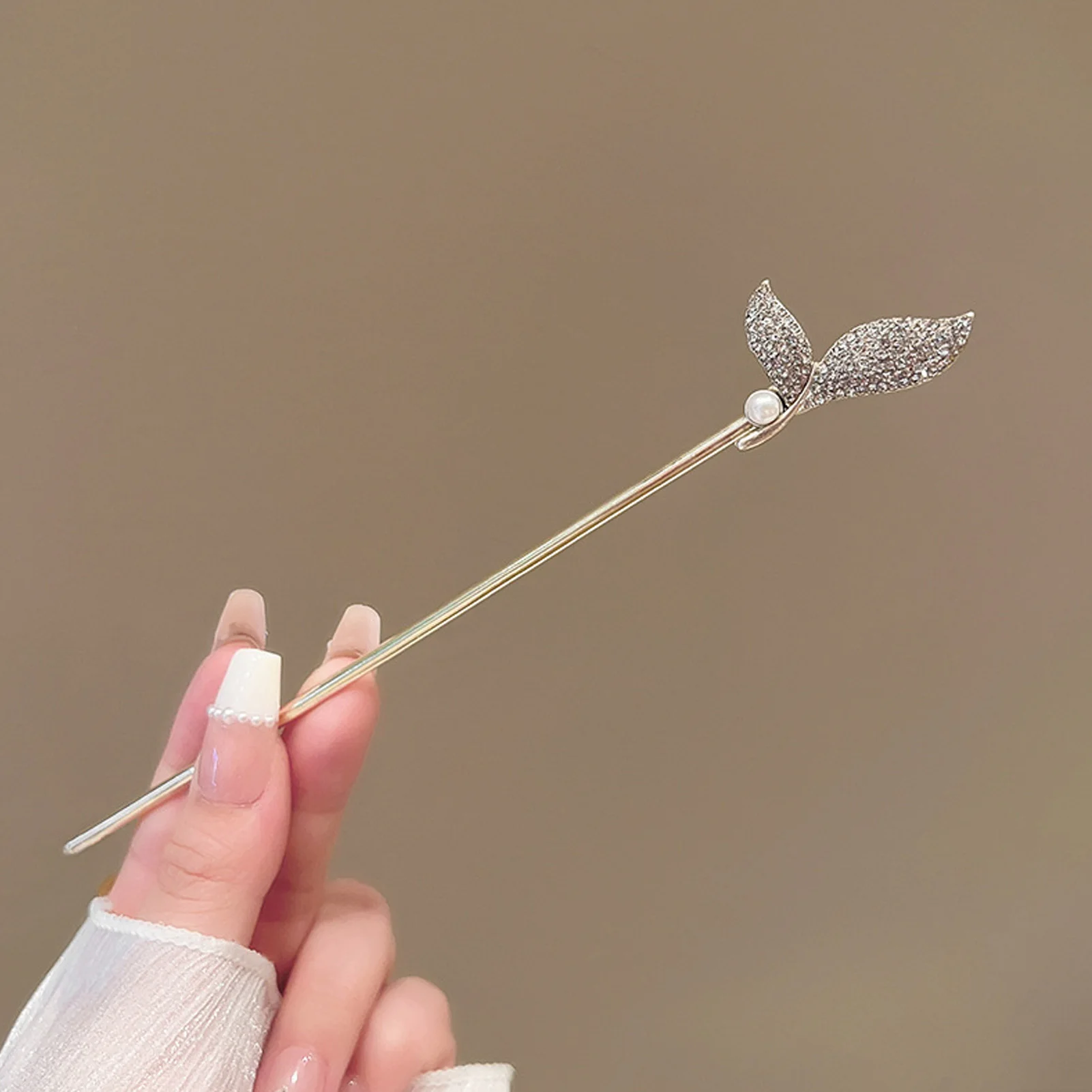 진주 인어 꼬리 머리핀 합금 헤어 스틱 진주 장식 웨딩 파티 헤어 액세서리 여성용 우아한 헤어 스타일링 도구