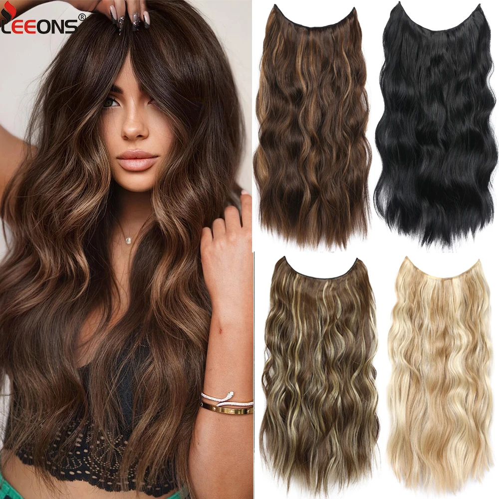 

Synthatic Artificial Long Wavy Hairpiece Blonde Mixed Brown False Hair Piece For Women Two Clips Natural Hair Extension 17 Color