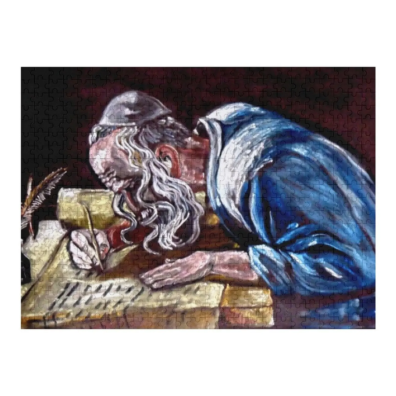 Sofer, Oil pastel on black velvet Jigsaw Puzzle Woods For Adults With Personalized Photo Puzzle