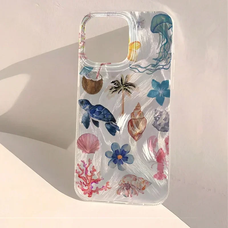Ocean Whale and Starfish Design Shockproof Phone Case