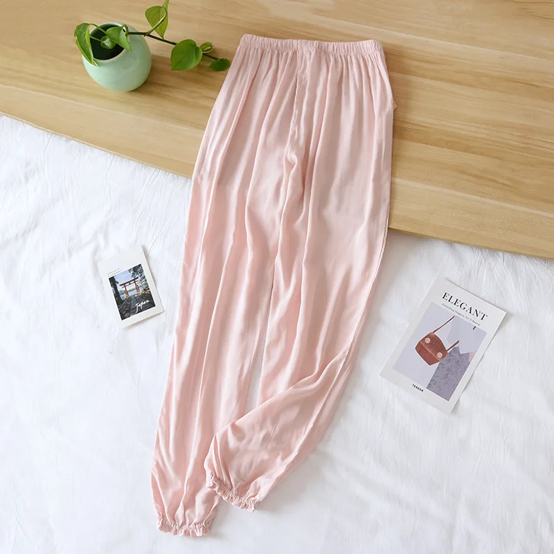 Fdfklak Baumwolle Rayon Nachtwäsche Hose Für Frauen Pantalones Frühling Herbst Druck Pyjamas Hosen Lose Hause Tragen Pyjamas Hosen – Detail 13
