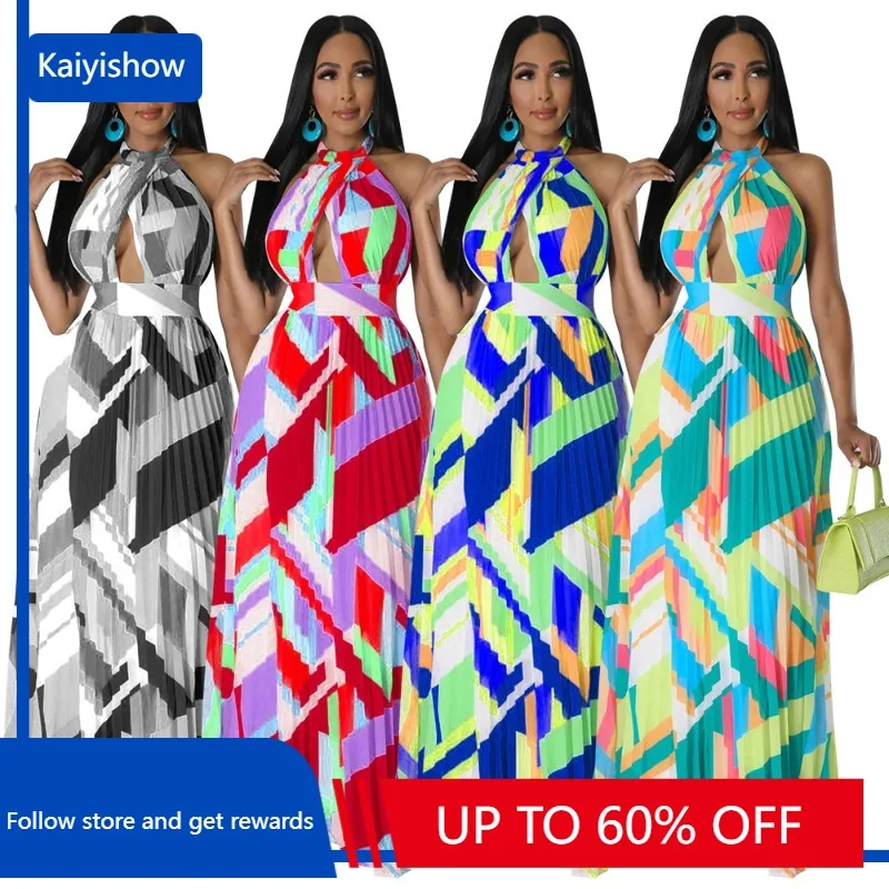 

African Dresses for Women Summer Sexy African Sleeveless Polyester Printing Red Black Green Blue Long Maxi Dress African Clothes