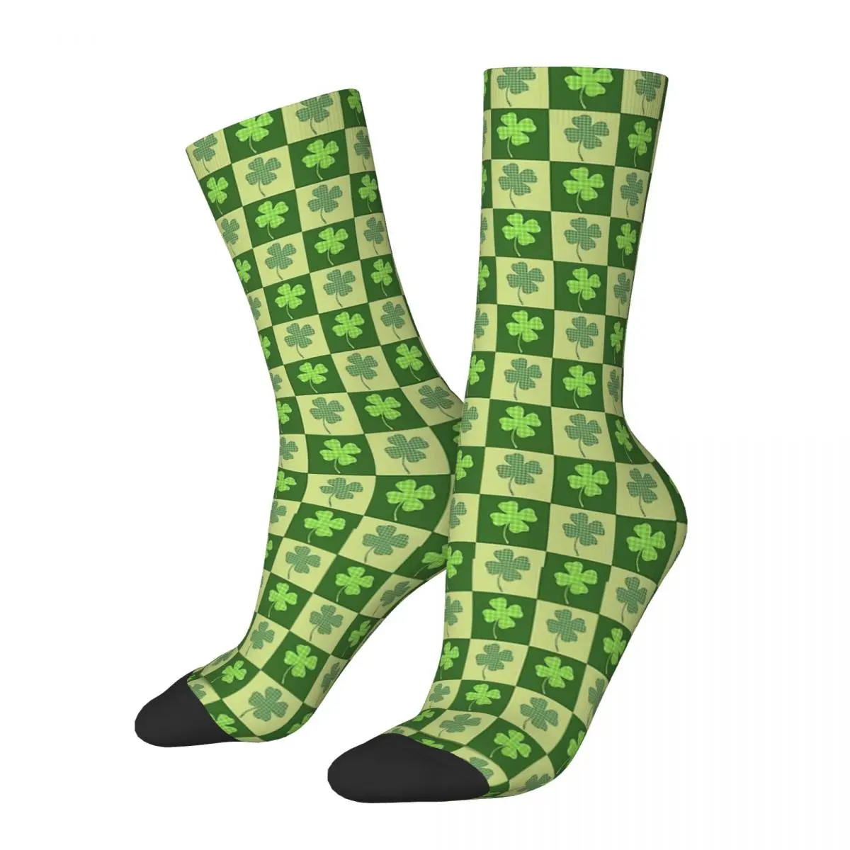 

Shamrock Checkerboard Pattern St Patricks Day Unisex Winter Socks Running Happy Socks Street Style Crazy Sock