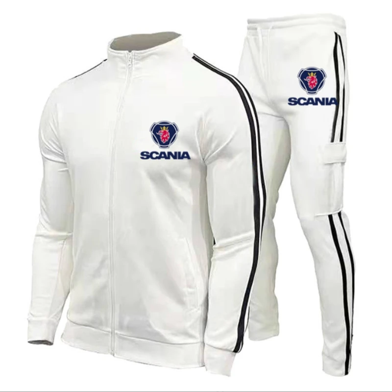 New Men's scania Sports Set Four Seasons Leisure Trend Fashion Two Piece Set Large Outdoor Morning Running Professional Clothing