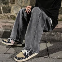 Korean Fashion Classic Jeans Men's Four Seasons Loose Straight Wide Leg Pants Street Hip-Hop Baggy Student Unisex Pants 2