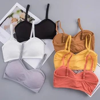 Female Solid Lingerie Wireless Bralette Women Rib Crop Tops Sexy Active Bras No Wire Push Up Bra Intimates Brassiere Underwear 1