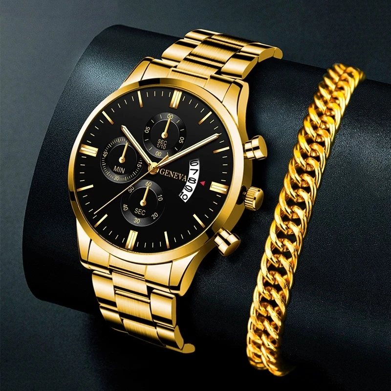 Mens Luxury Sports Watches Fashion Men Business Stainless Steel Quartz Wristwatch Man Calendar Casual Gold Bracelet часы мужские