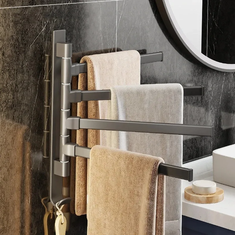 Rotatable 180&deg; Towel Holder Space Aluminum Shower Room Towel Hanger For Bathroom Accessories