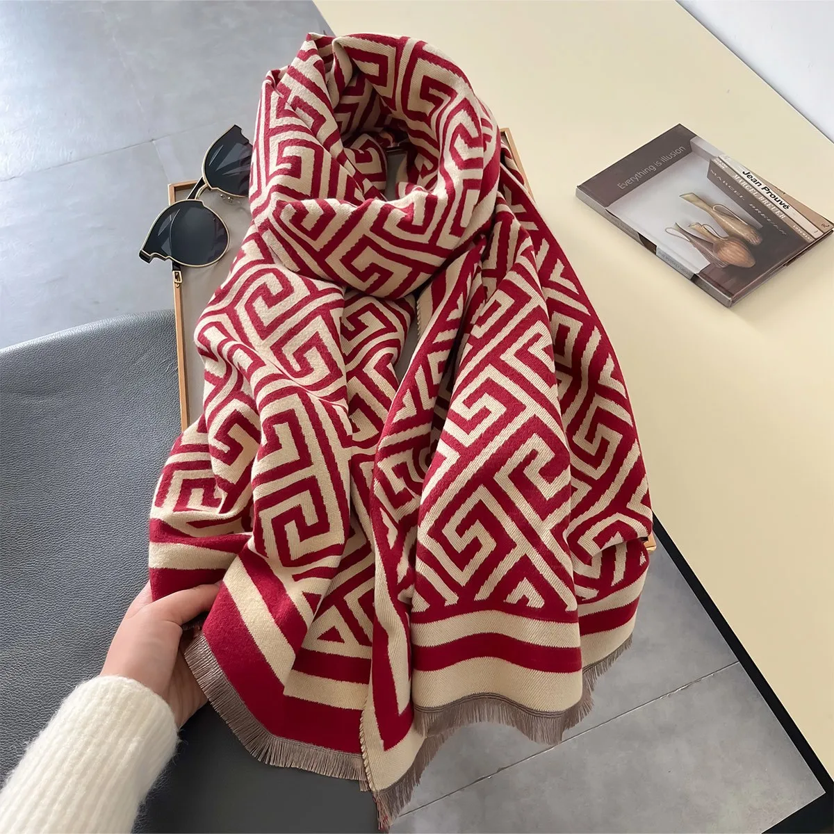 thumbnail image 1 of Bufanda cálida con estampado de invierno 2024 para mujer, pashmina de cachemira, bufandas de doble cara, chales, manta gruesa para mujer, bufanda, estola, Echarpe, 1 of 5