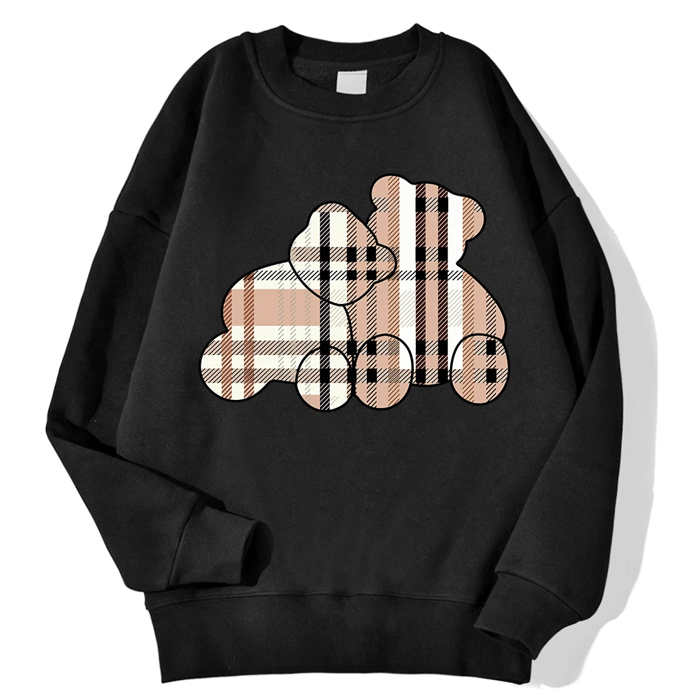 Casual Women Sweatshirts Teddy Bear Printing Hoodies Comfortable Fleece Soft Pullover Fashion Crewneck Loose Female Tops Clothes 3