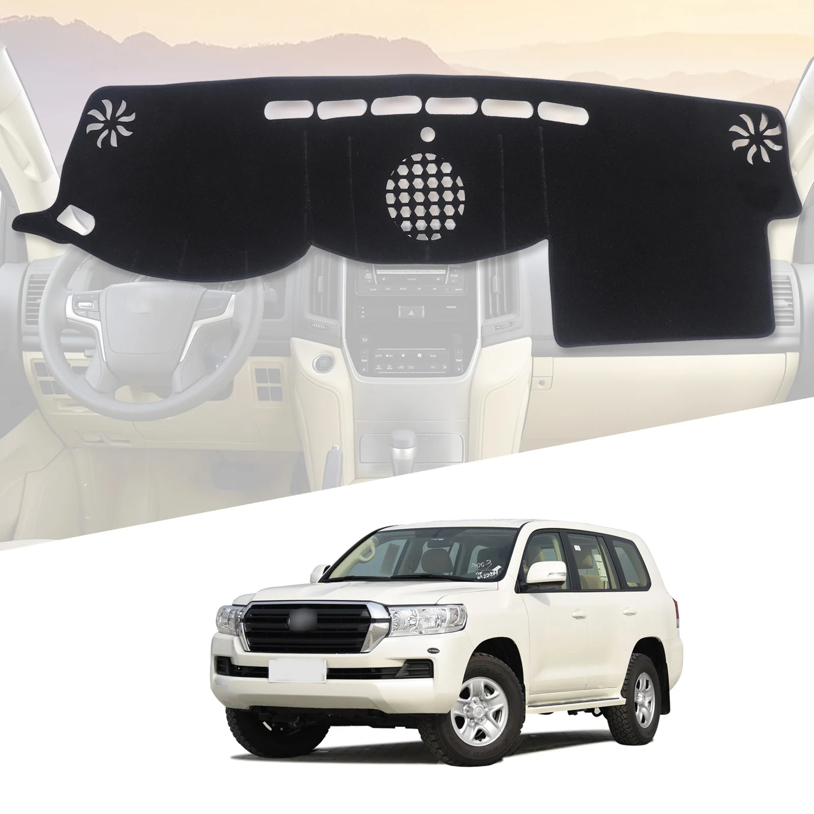 for Toyota Land Cruiser LC200 Dashboard Cover Pad-Dash Mat Dashmat Car Accessories Sunshade Protective Carpet