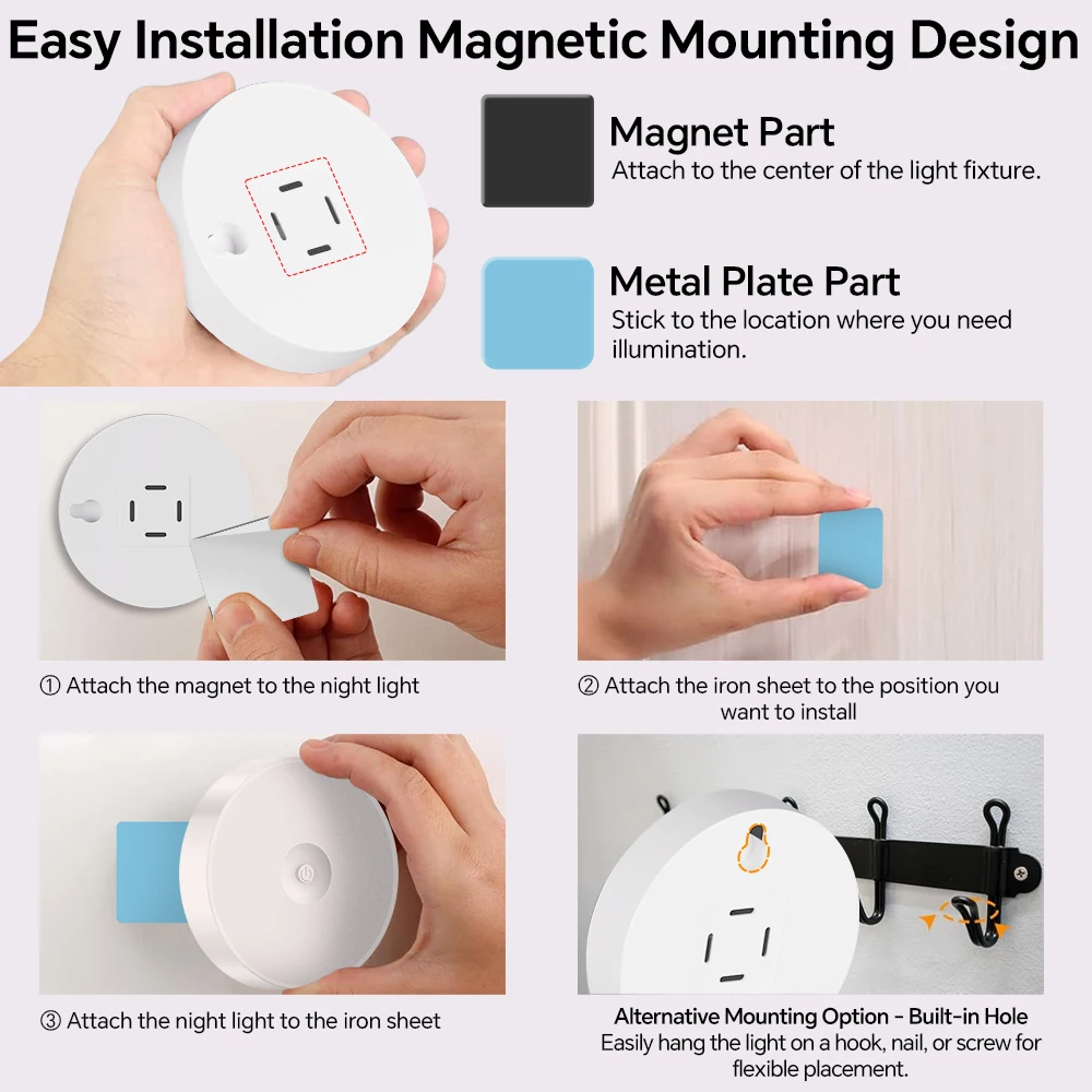 Dimmable LED Puck Lights for Under Cabinet Lighting, Rechargeable Puck Lamp - 3 Color Temps, Stick On Light for Closet & Kitchen