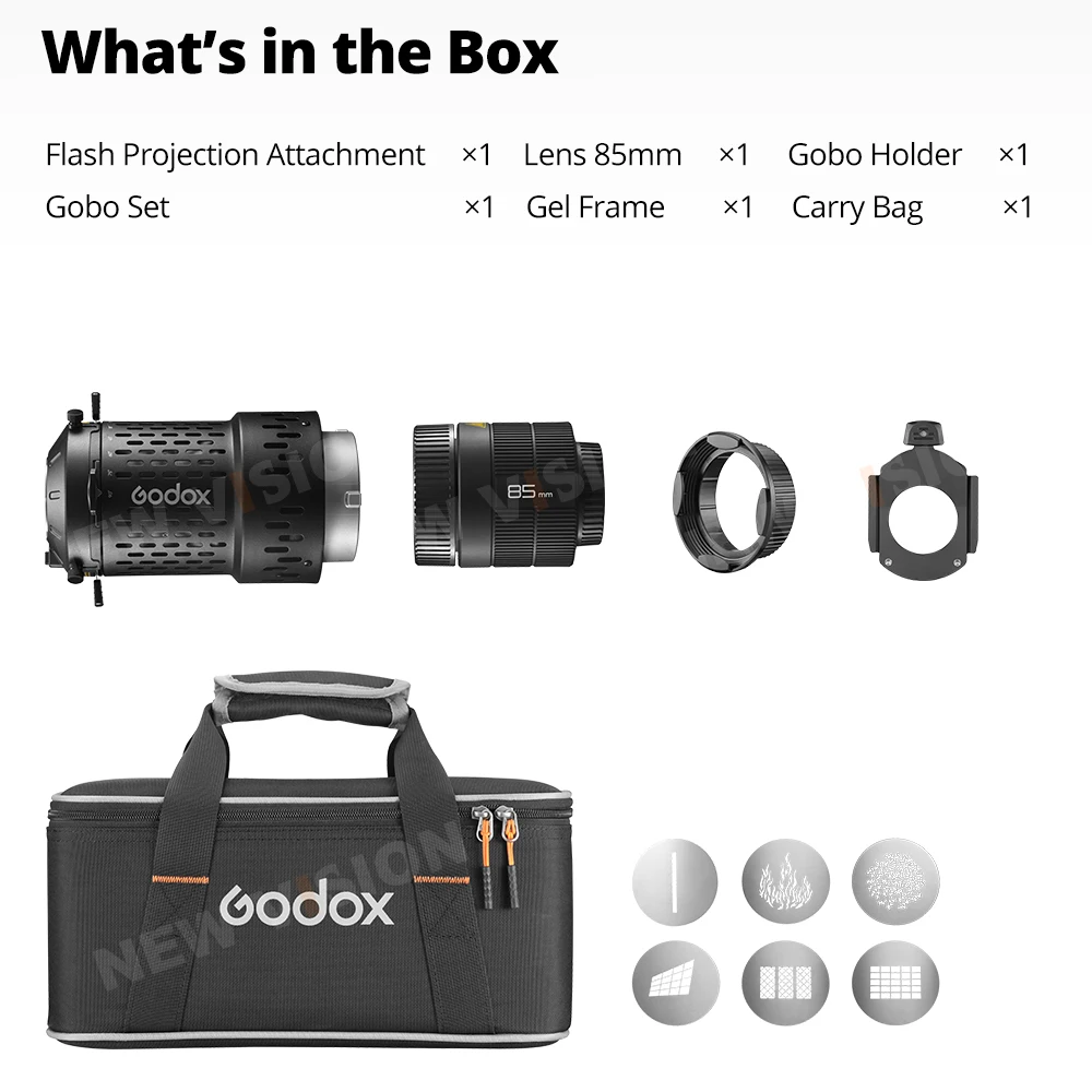 Acessório de Projeção LED Godox BFP/BLP para Fotografia, Condensador de Luz com Montagem Bowens, Efeitos Artísticos Especiais, Cilindro de Luz com Feixe Moldado