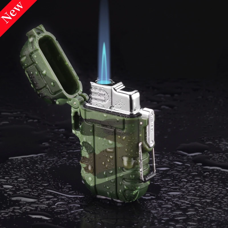 New Waterproof Butane Gas Lighter Portable Outdoor Windproof Turbine Kitchen Barbecue Camping Cigar Lighter Gifts For Men