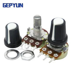5Sets WH148 1K 10K 20K 50K 100K 500K Ohm 15mm 3 Pin Linear Taper Rotary Potentiometer Resistor for Arduino with AG2 White cap