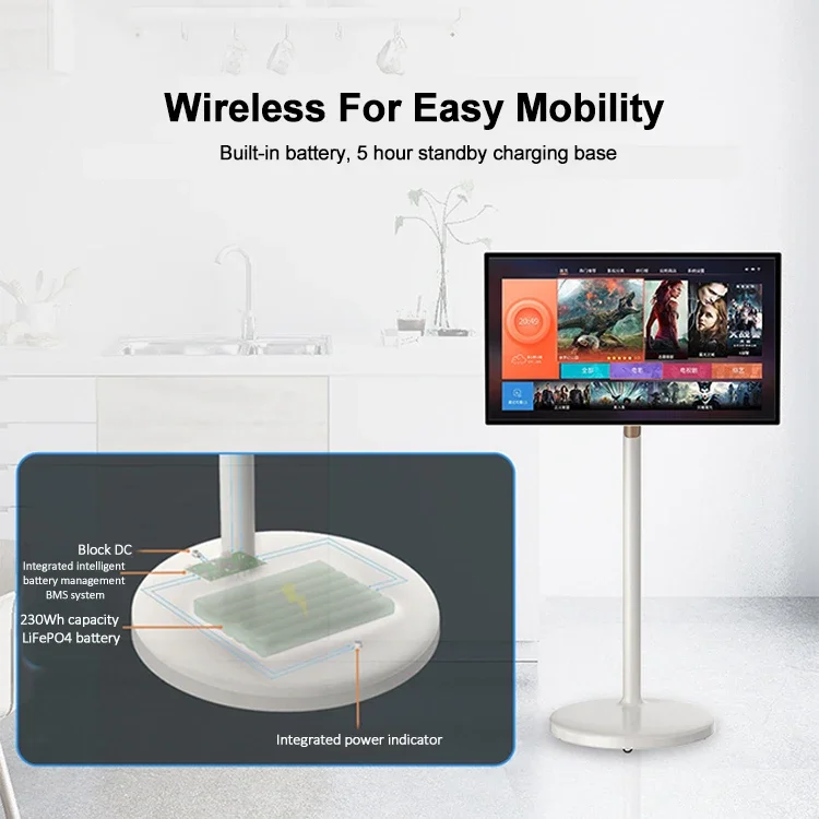 VETO 21.5 24 27 32 Inch Android Portable Smart Television In Cell Touch Screen With Built-In 5 9H Battery Life