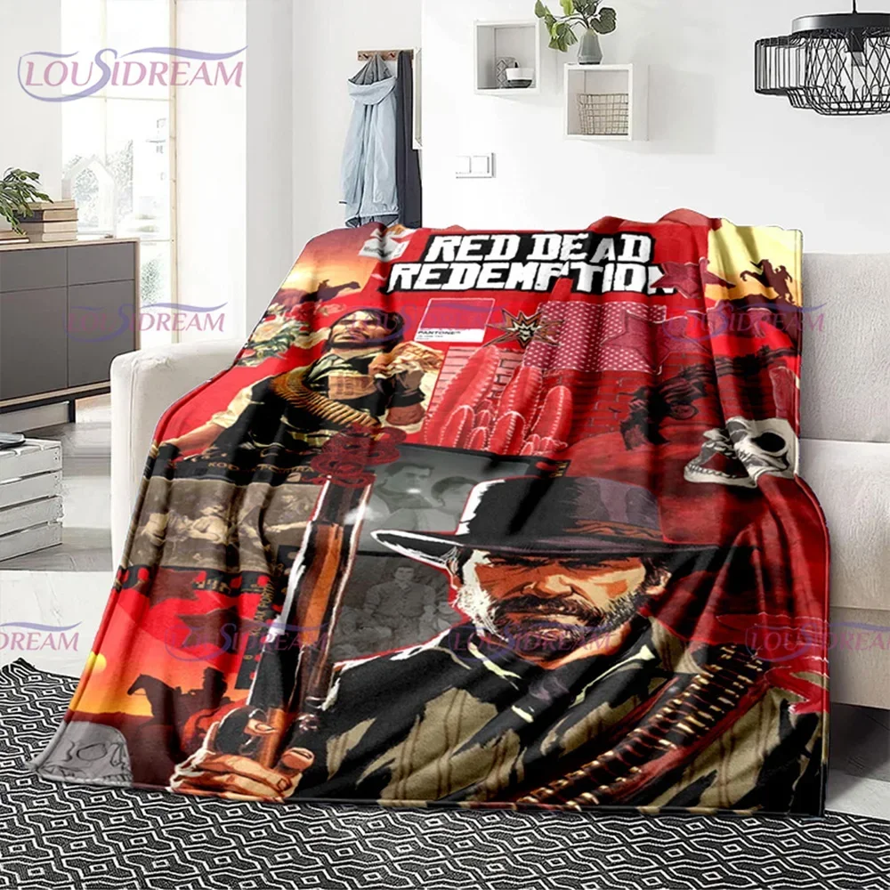 Game Red Dead Redemption Series Blanket John Marston Blanket Flannel Decoration Home Bedspread Cowboy Characters Blanket 4