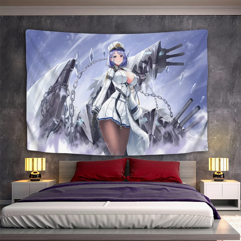 

Kawaii Room Decor Aesthetic Azur Lane Fabric Tapestry for Wall Hanging Decoration Home Tapestries Art Mural Decors Boho Bedroom