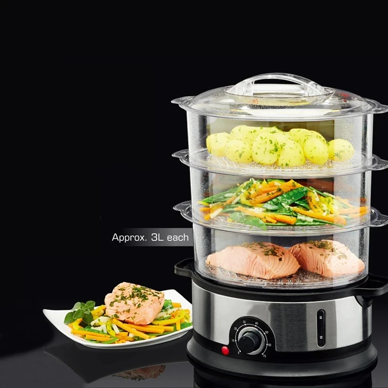 ES-07 Home Electric Food Steamer Multifunctional Steamer Pot Automatic Power-Of 3-Layer Large Capacity Seafood Steamer Cooker 3