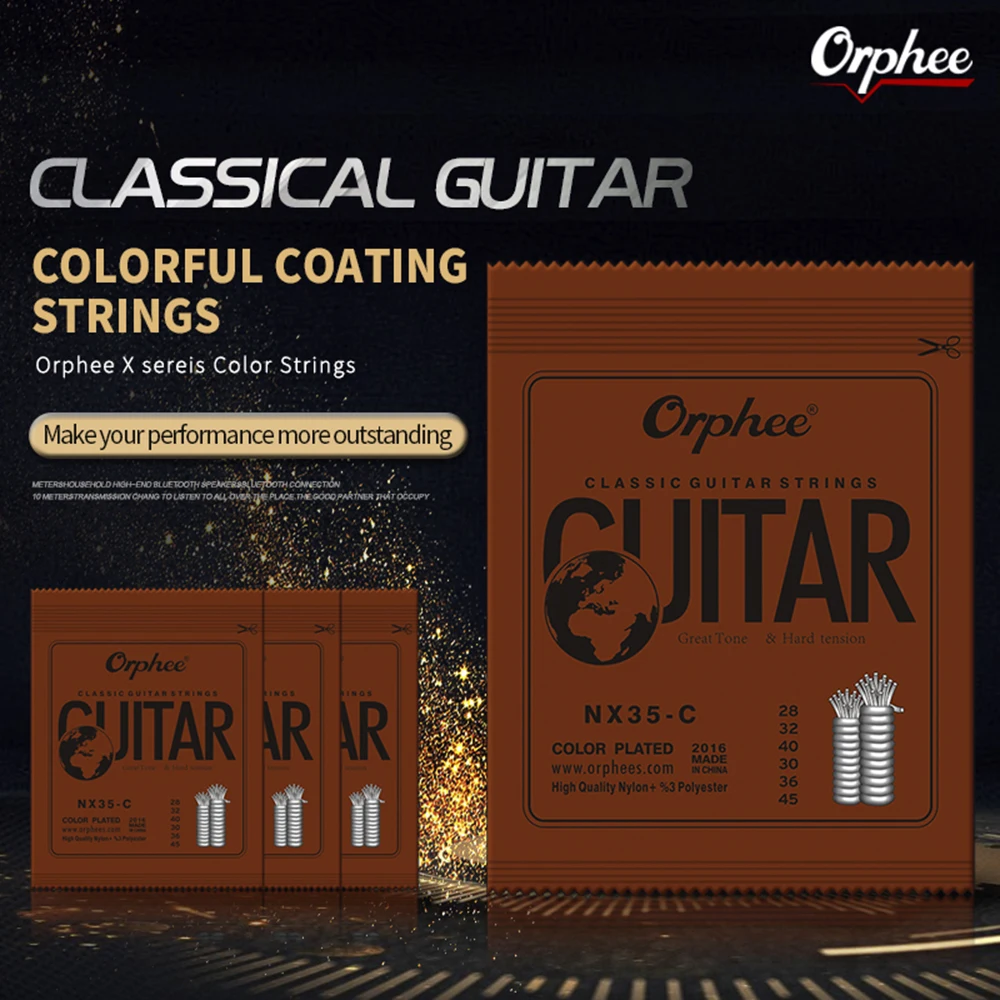 

Orphee NX35C Series Classical Guitar Strings 6pcs Silver Plated Wire High Quality Nylon Guitar Strings Guitar Accessories