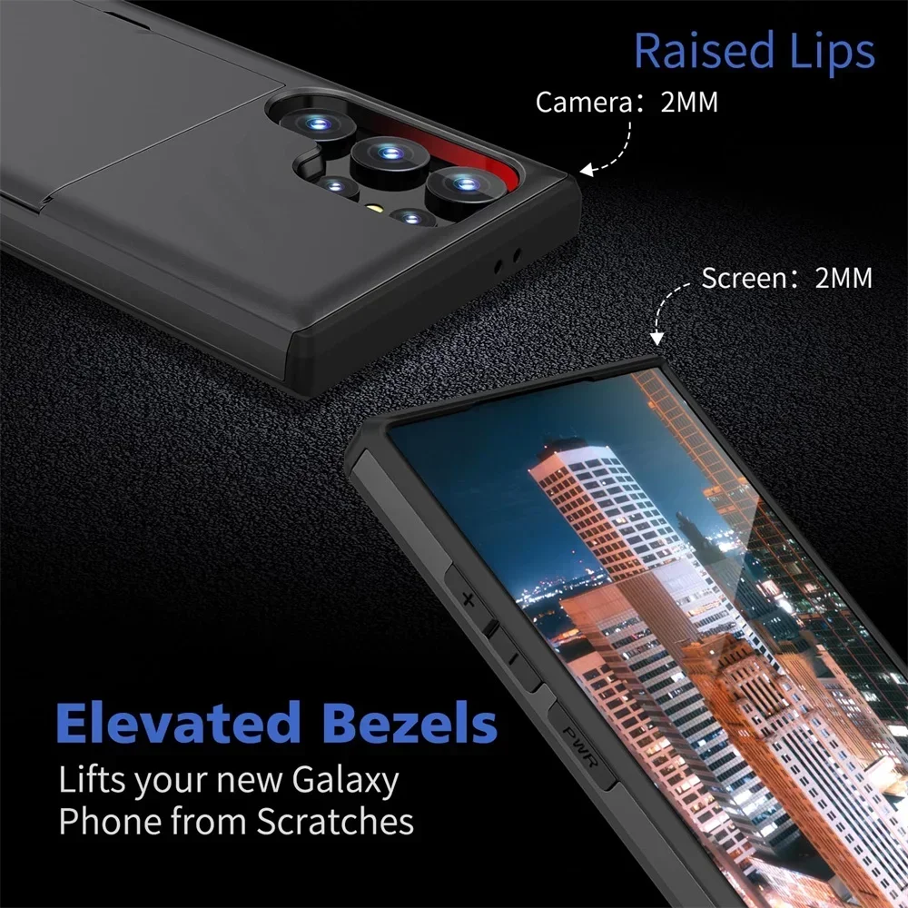 Slim Dual Layer Heavy Duty Phone Case with Hidden Card Slot Wallet Cover
