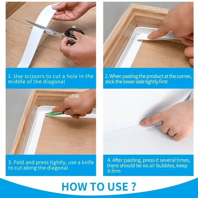 Bagno Doccia Lavandino Bagno Nastri sigillanti Strisce sigillanti adesive in PVC Adesivi murali impermeabili per bagno Cucina Nastro sigillante 6