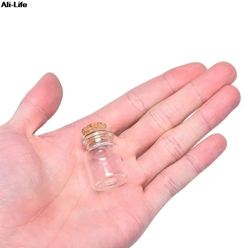 10PCS Mini Tiny  Glass Bottles with Cork Stopper Clear Bottle Vial Wedding Decoration Small Clear Cork Stopper Glass Bottles 6