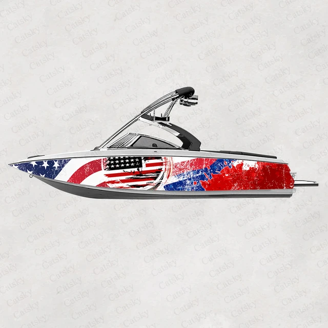 Custom American Flag Stripe Boat Sticker Fish Boat Sticker Vinyl Waterproof  Boat Wrap Graphic Boat Decoration Wrap Decal Gift - AliExpress