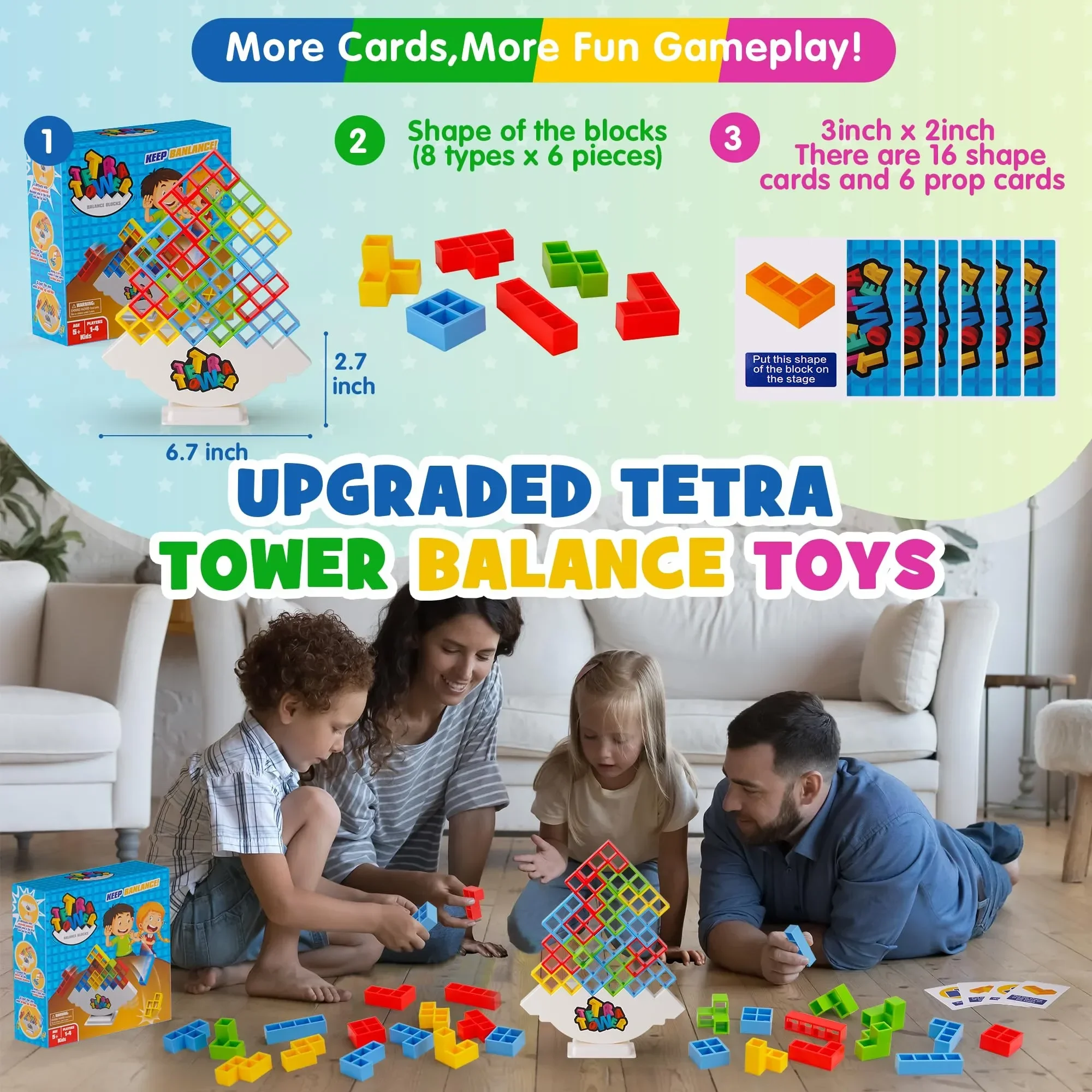 48PCS Tetra Tower Fun Balance Stacking Building Blocks Board Game for Kids Adults Friends Team Dorm Family Game Night and Partie images - 6