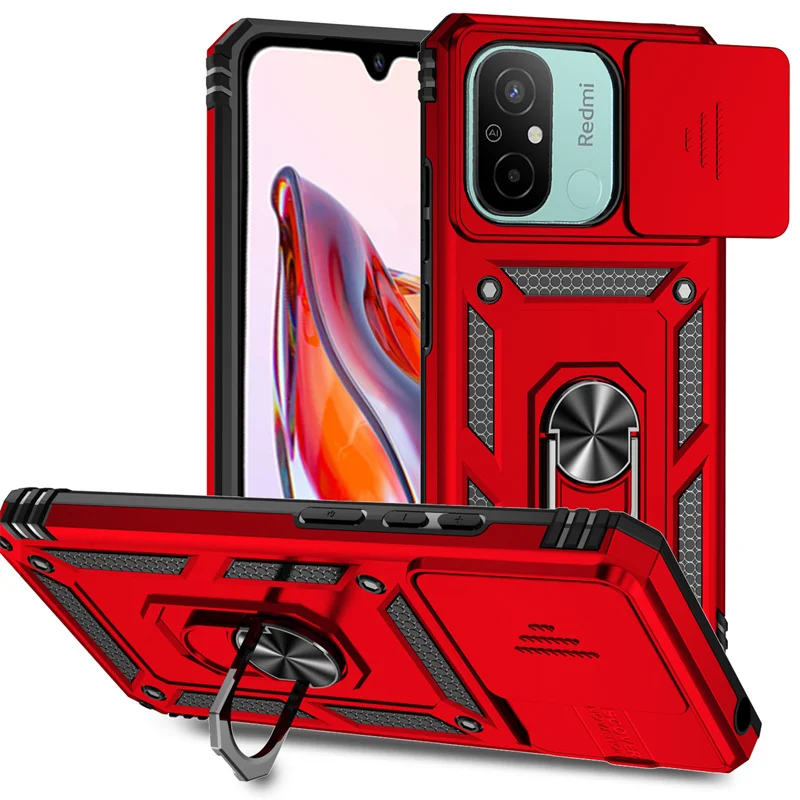 Slide Camera Protect Armor Phone Case with Magnetic Holder Ring Cover