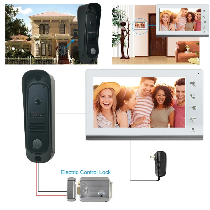 Vidw – sonnette vidéo filaire avec écran blanc de 7 pouces, système  d'interphone avec 4 caméras de déverrouillage RFID, Vision nocturne pour  Villa - AliExpress
