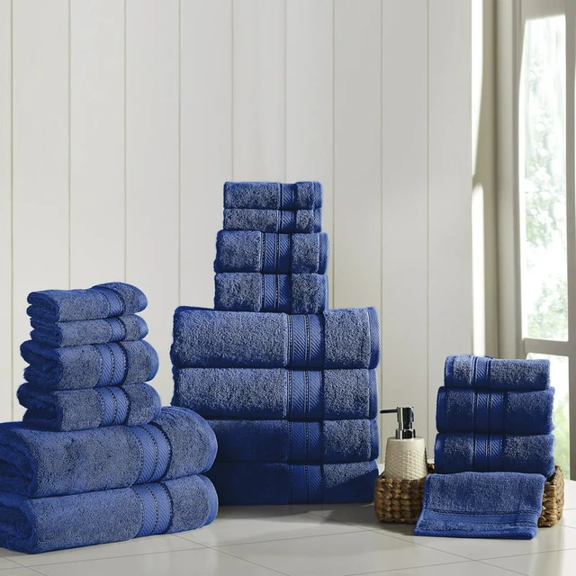 Wholesale Designer Luxury Bath Towel Set In Smoke Blue