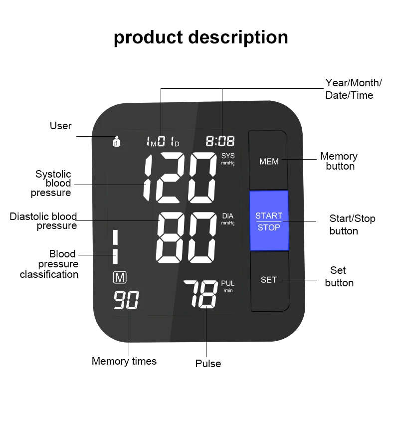 Automatic Blood Pressure Machine - Upper Arm Blood Pressure Monitor - U82E