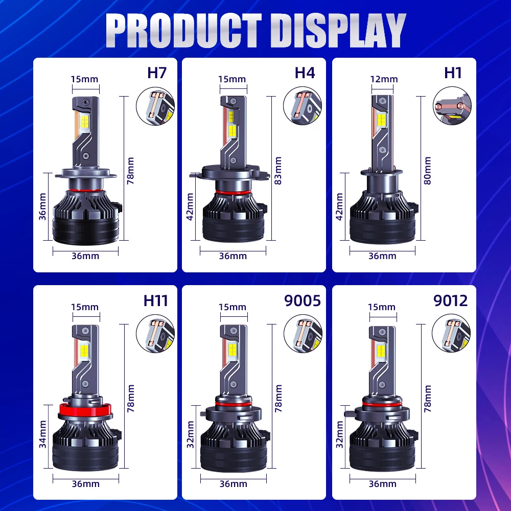 2PC H4 LED Headlight 400W 160000LM 3570 CSP LED Lamp Bulb H7 H11 HB2 Bulbs Fog Lights Super Bright Car Headlight For Car 12V