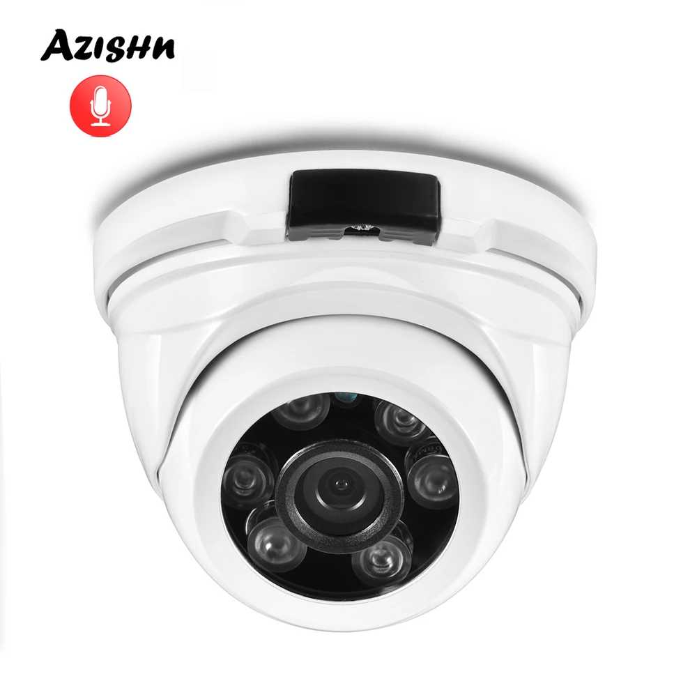 

AZISHN Audio H.265 4MP 5MP wide angle IP Camera Metal microphone IP66 P2P Network Dome Security CCTV Cam DC 12V/48V PoE