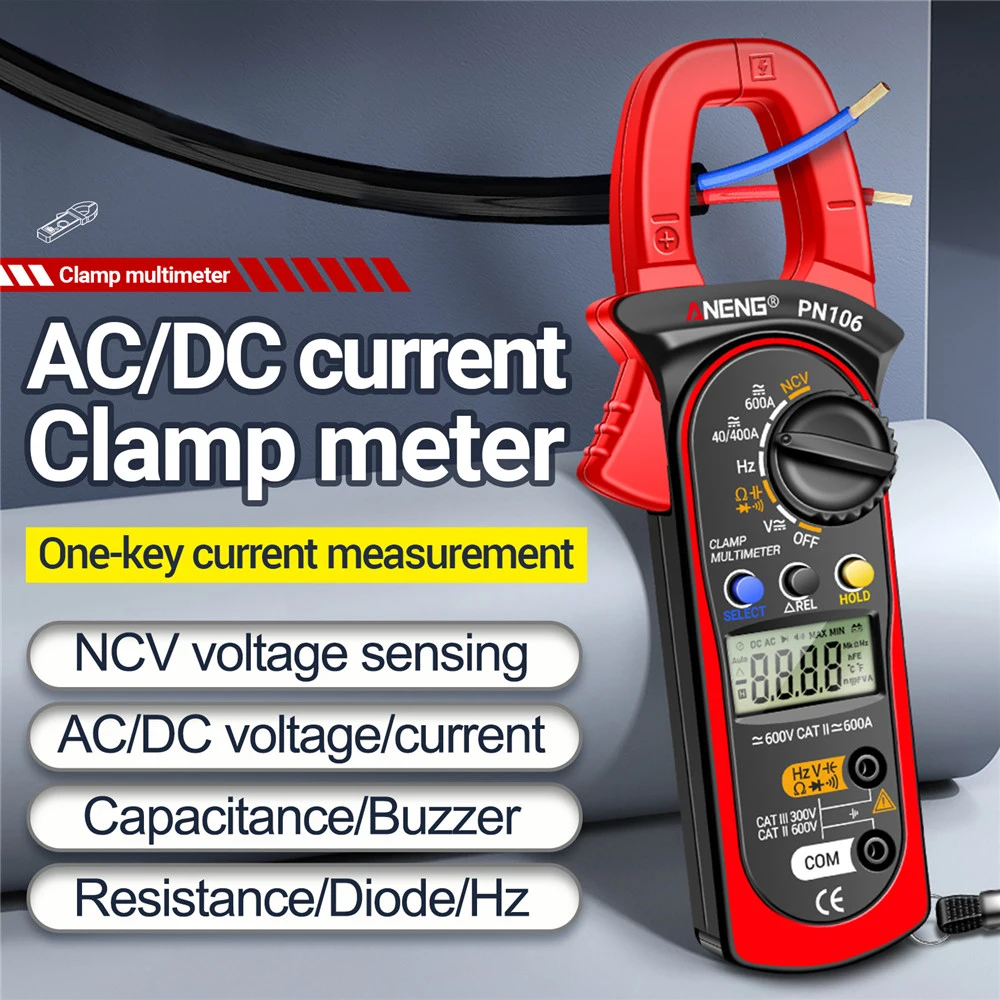 

PN106 DCA600A Digital T-RMS 4000 Counts Multimeter Non Contact Voltage Tester Current Volt Temperature Capacitance Resistance