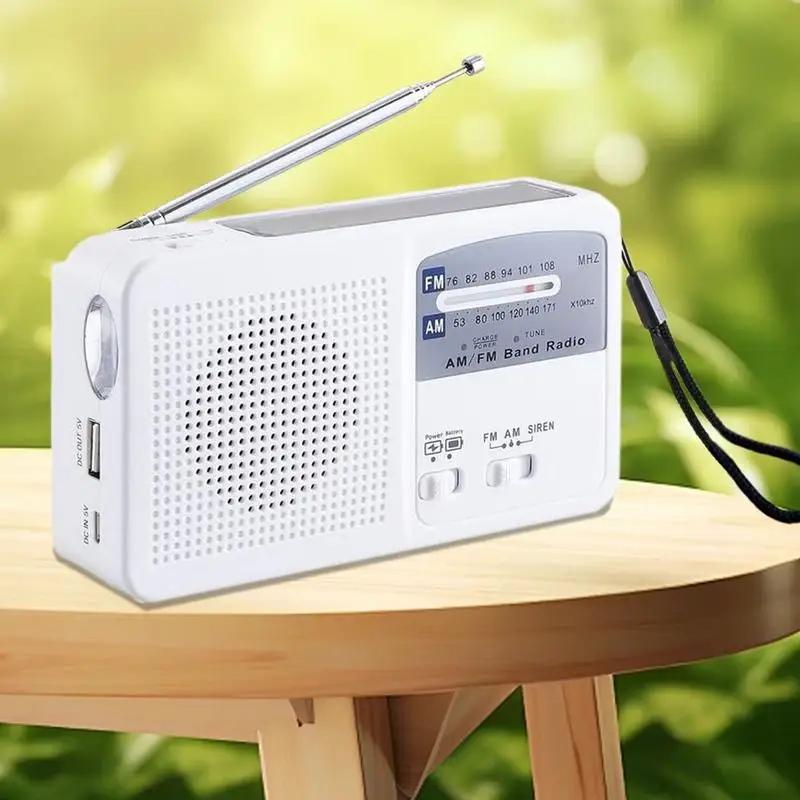 Radio Solar Waterproof Camping Radio Portable Broadcast Receiving Equipment Outdoor Audio Player With Flashlight For Hiking